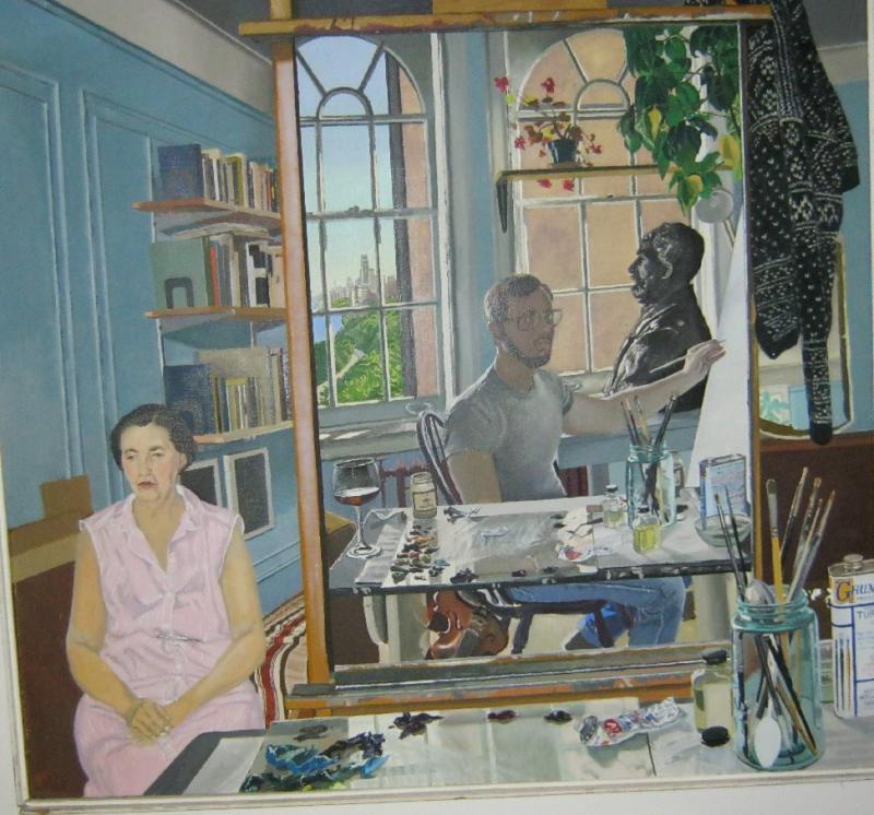 Mom visiting my studio, 1980